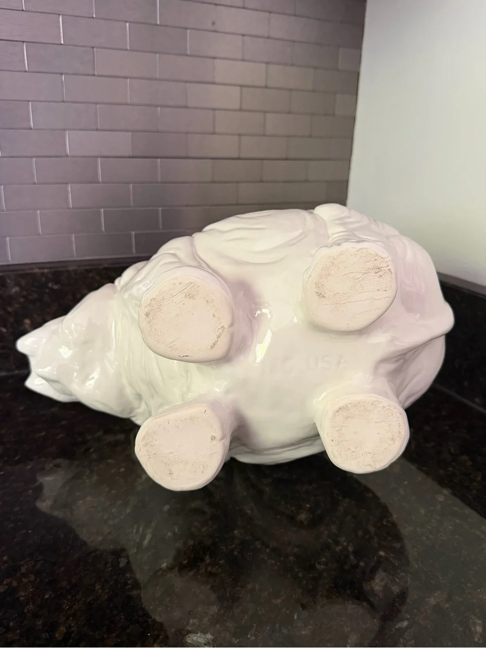 Vintage USA Pottery White Elephant Planter | Large Glossy Ceramic Cachepot | 12”